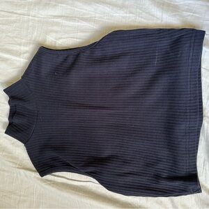 Navy Sleeveless Ribbed Top